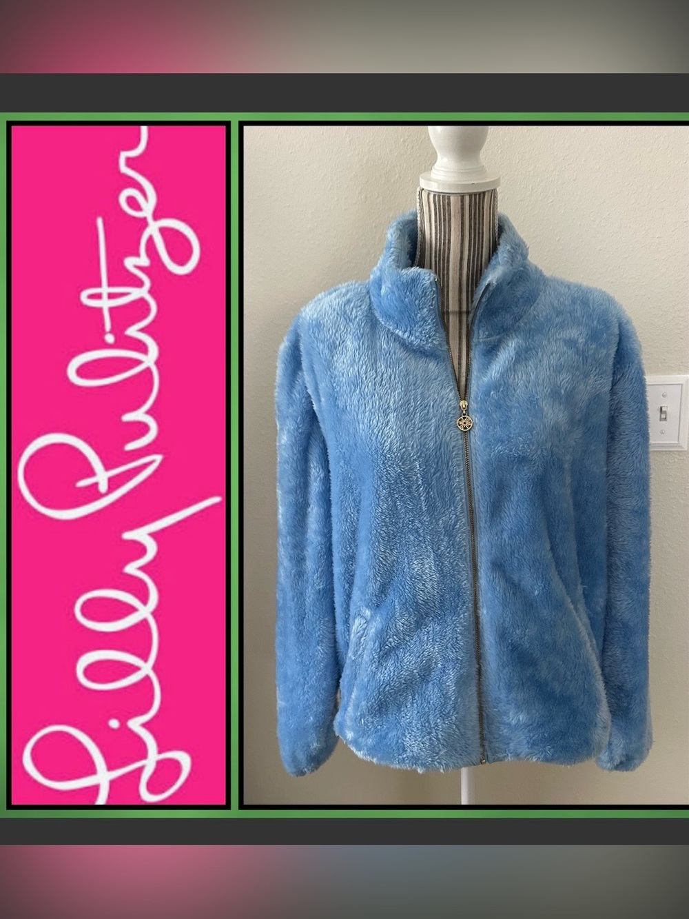 Lilly Pulitzer Blue Fleece Zip-Up Jacket